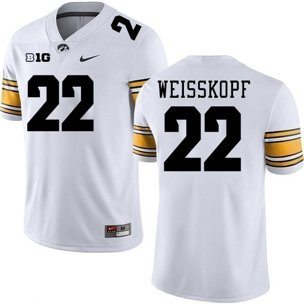 Men #22 Derek Weisskopf Iowa Hawkeyes College Football Jerseys Stitched-White